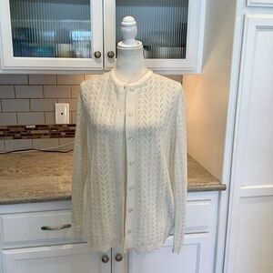 Vintage Chris Ann Originals Cream Open Knit Cardigan Sweater